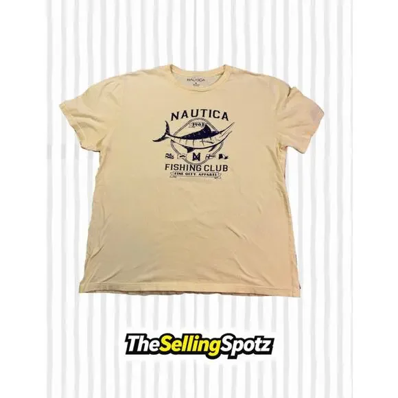 Nautica Fishing Club Graphic T-Shirt Cream US/UK (XL) - Picture 2 of 4